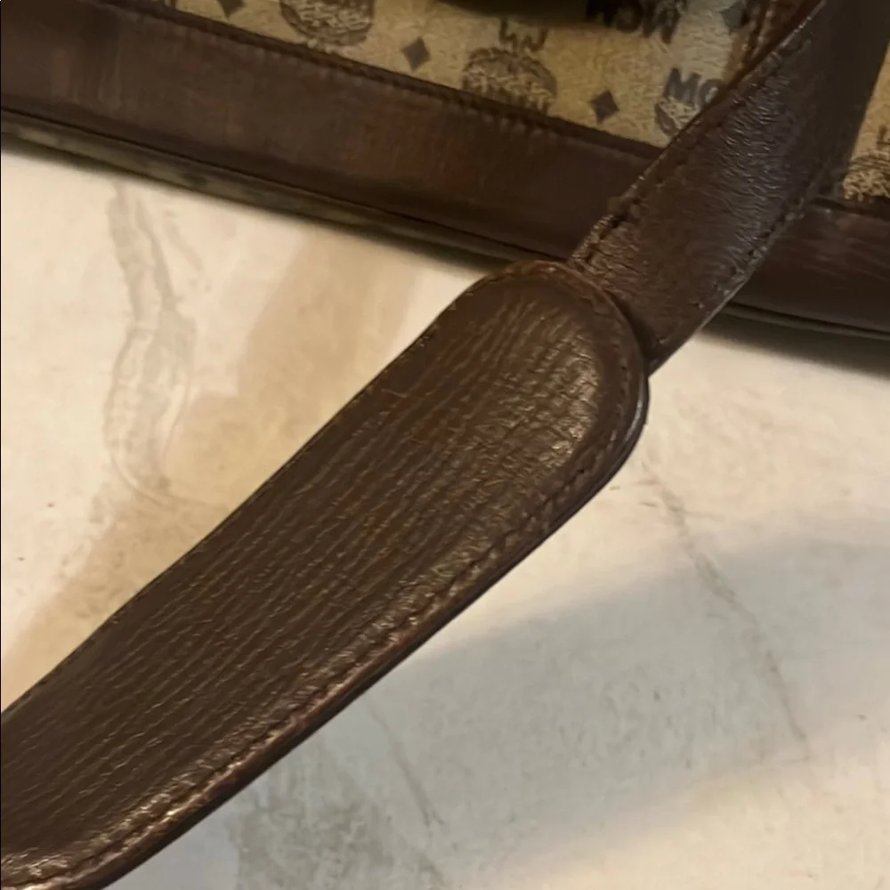 MCM Brown Leather Trim Monogram Briefcase